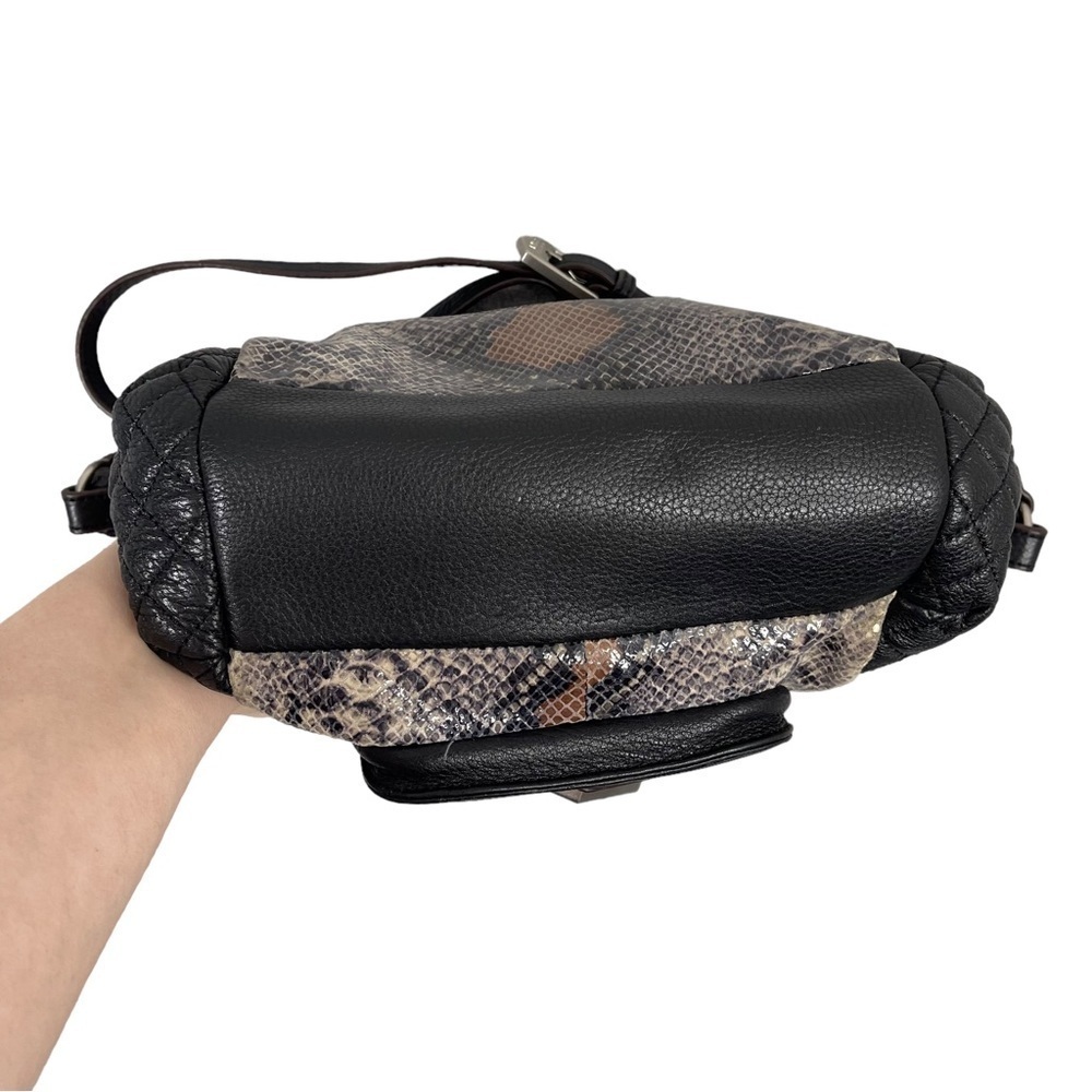 Aimee Kestenberg Purse Zoe Satchel Shoulder Bag Quilted Snakeskin Black Brown - Picture 6 of 15